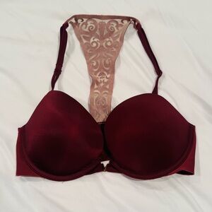 Victoria’s Secret racer back front closure Burgundy Demi underwire bra 32D. EUC